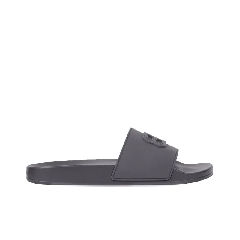 Balenciaga Pool Slides 3D Bb Logo Dark Grey-1