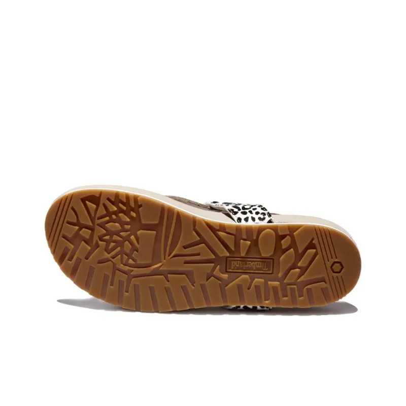 Timberland Beach Sandals Women's Gray/Black And White Leopard Print-5