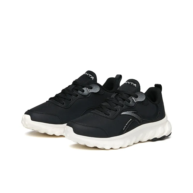 Anta Running Collection Lightweight And Breathable Low Top Running Shoes Women's Black Silver-1