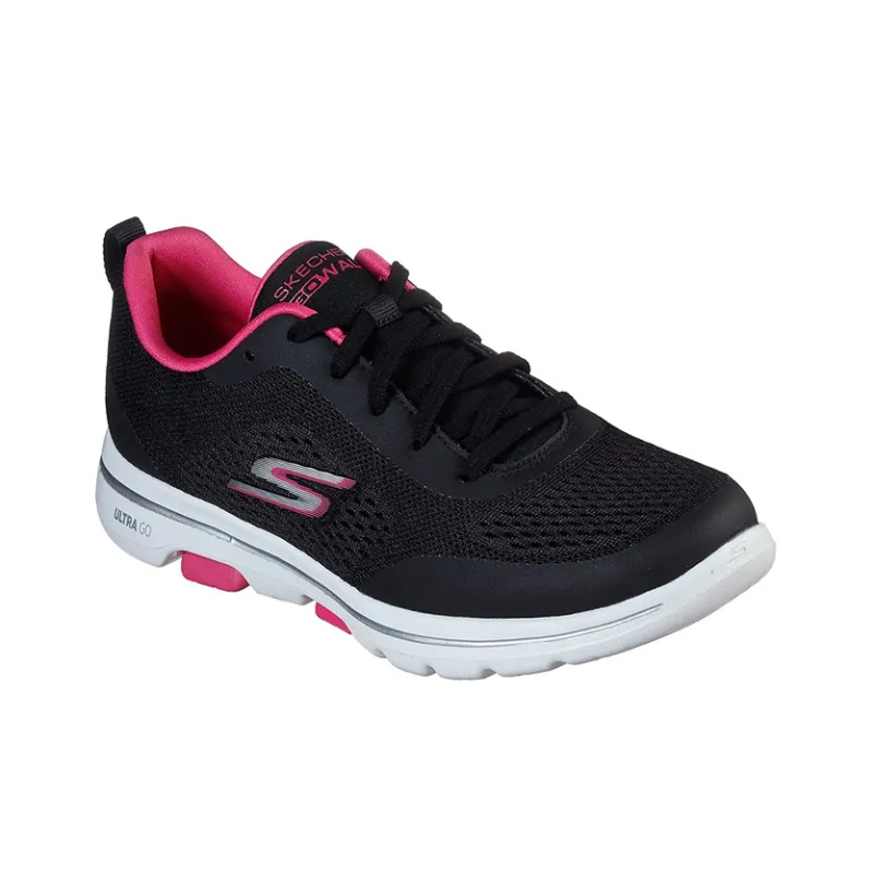 Skechers Go Walk 5 Cushioning Anti-Slip And Wear-Resistant Low-Top Running Shoes Women's Black Pink-2