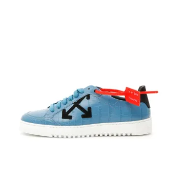 OFF WHITE Crocodile Pattern Printed Leather Sneakers 'Blue White' Women's