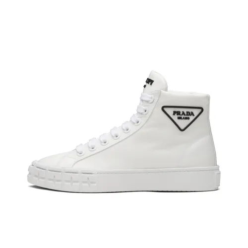 PRADA WHEEL Skateboard Shoes Women's High-Top White