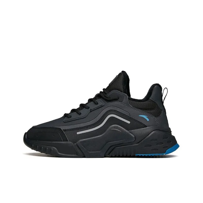 Anta Abrasion Resistant Slip Resistant Low Top Running Shoes Men's Gray Black Fleece Lined-0