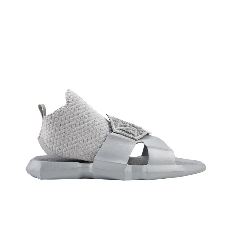 NORVINCY Flyknit Sock Combo 2 in 1 Slippers Fashion Trend Over The Knee Solid Color Beach Sandals Unisex Gray-1