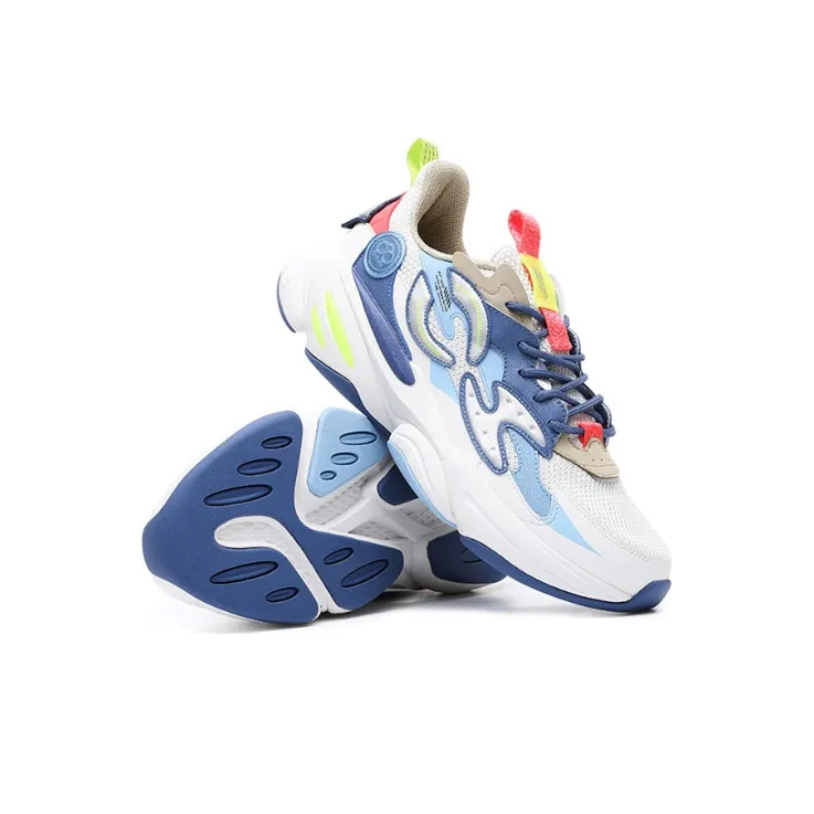 Erke Strange Bomb Running Shoes Men Low Top White/Blue-4