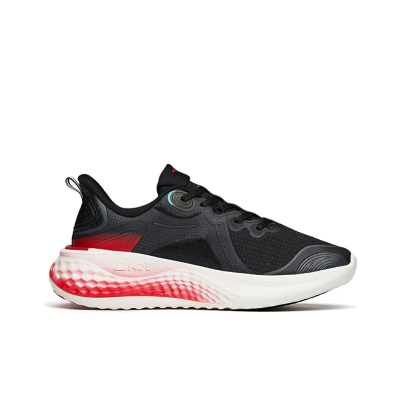 Anta Running Collection Cushioned Anti Slip Wear Resistant Breathable Lightweight Low Top Running Shoes Men's Black Red-1
