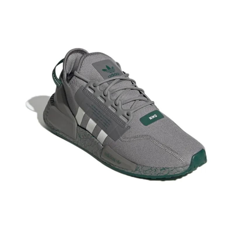 Adidas Originals Nmd R1 V2 Crackled Grey Collegiate Green-2