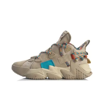 LiNing CF Tracing Anti Slip Wear Resistant Low Top Chunky Sneakers Men's Floating Earth Tone