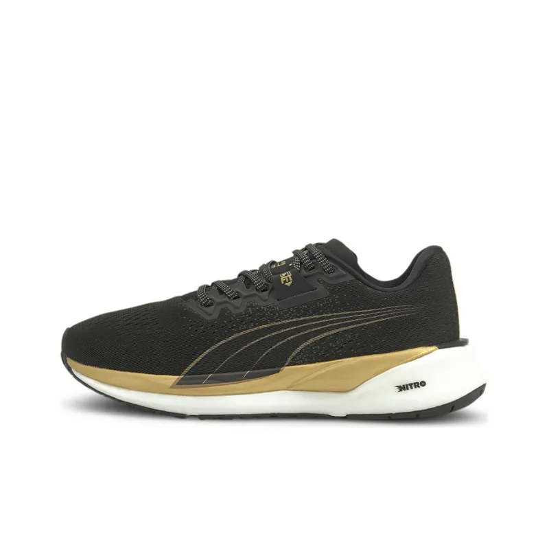 PUMA Eternity Nitro Slip-Resistant Low-Top Running Shoes Women's Black Gold-0