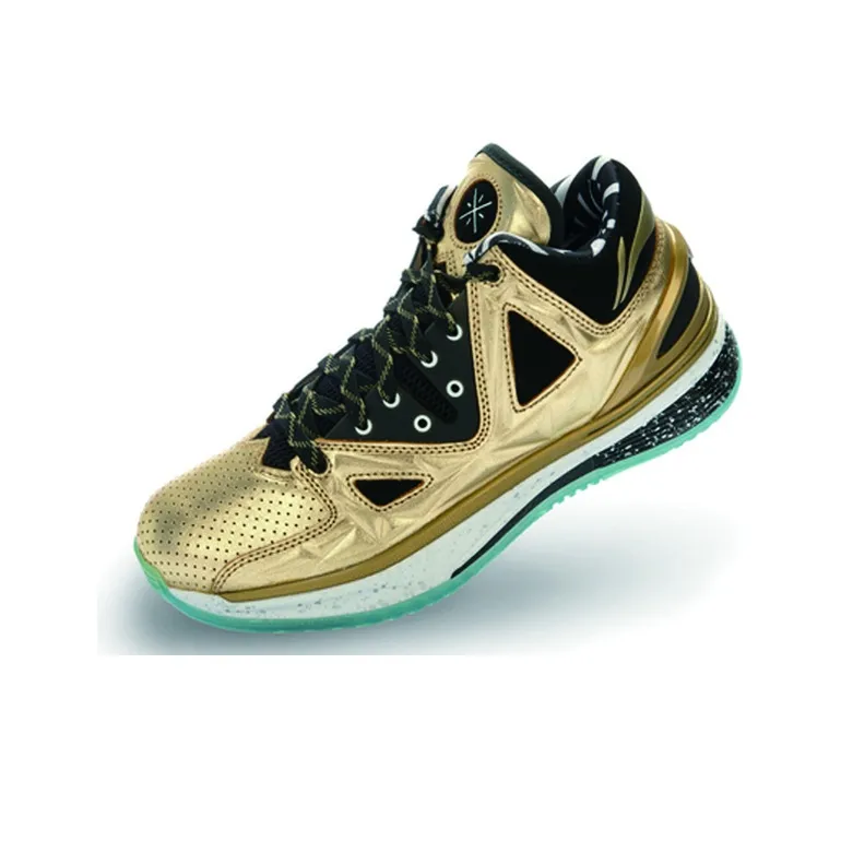 LiNing WOW 2 Non slip Lightweight Mid Top Basketball Shoes Men's Black Gold-2
