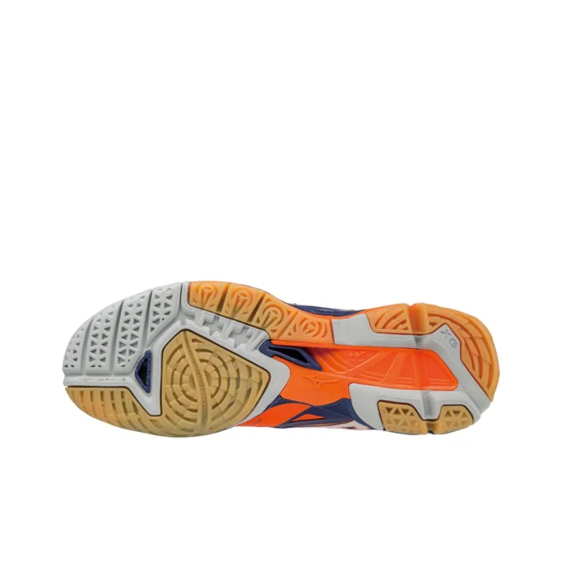 Mizuno Wave Tornado Cushioning Breathable Wear-Resistant Slip-Resistant Low-Top Running Shoes Unisex Blue Orange-4
