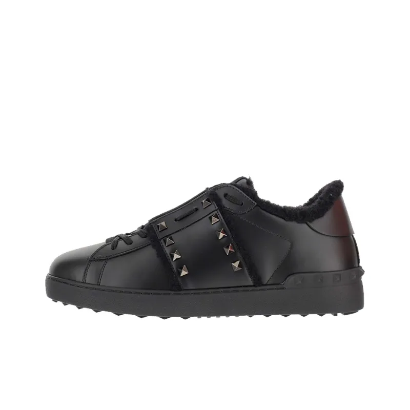 Valentino Rockstud Stylish Skateboarding Shoes Men's Black-0