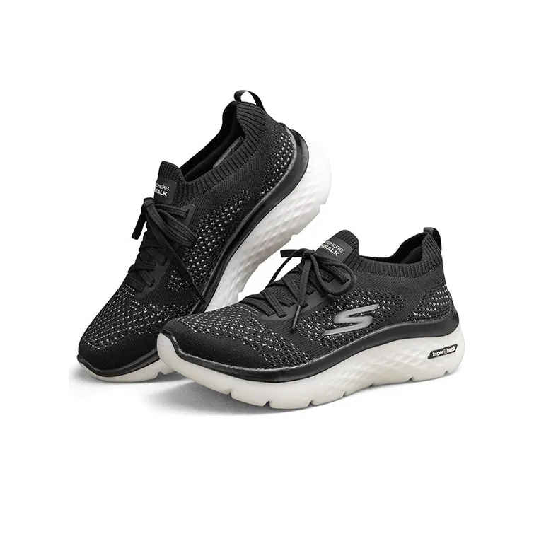Skechers Go Walk Hyper Burst Low Top Sneakers Black/White Women's-2