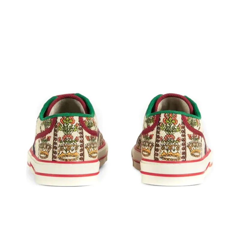 GUCCI Tennis 1977 Low Top Stylish Skateboarding Shoes Men's White Red 100th Anniversary-3