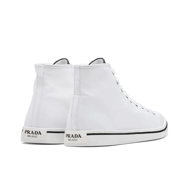 PRADA Canvas Shoes Men High Top White-3