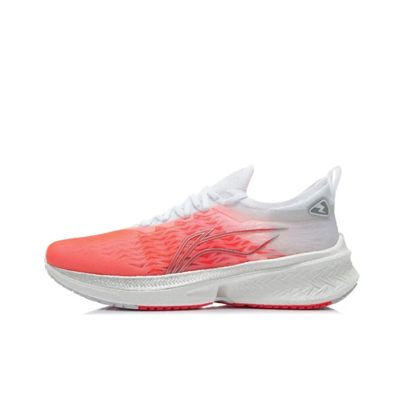 LiNing Feidian Discovery Anti Slip Wear Resistant Low Top Running Shoes Men's Fluorescent Fruit Red-0