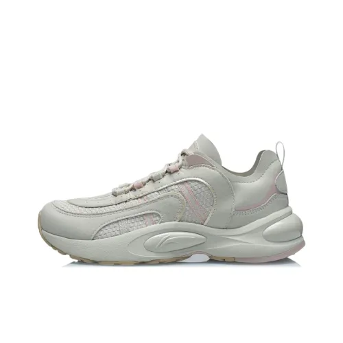 LiNing V8 Cushioning Breathable Support Low-Top Running Shoes Women's Cloud Rain Gray