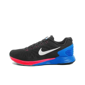 Nike Lunarglide 6 Cushioned Slip Resistant Breathable Low Top Running Shoes Men's Black Red Blue