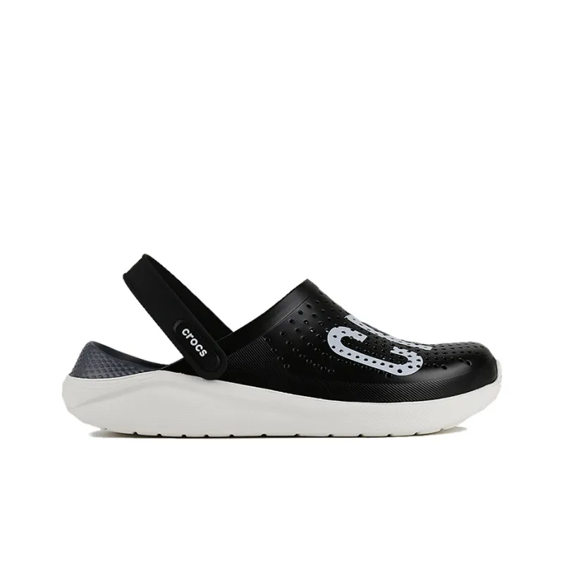 Crocs LiteRide Logo Crocs Hollow Out Unisex Black Sandals 'Black White'-1