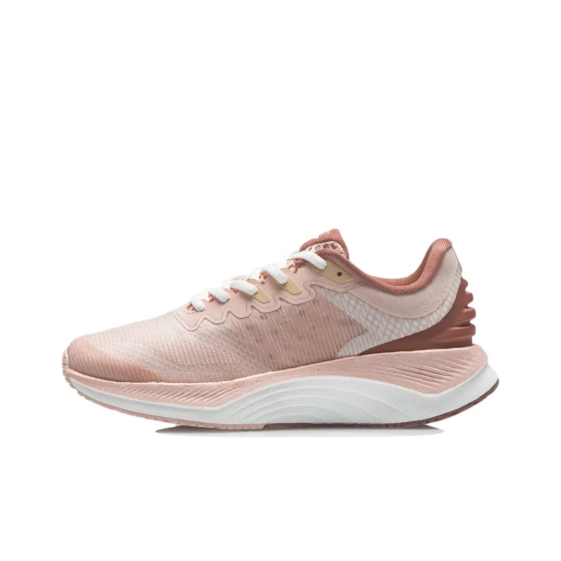 LiNing YueYing Cushioned Wear Resistant Slip Resistant Low Top Running Shoes Women's Peach Orange Pink-0