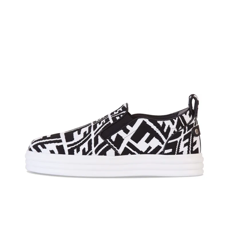FENDI Low Top Stylish Skateboarding Shoes Women's Black White-0