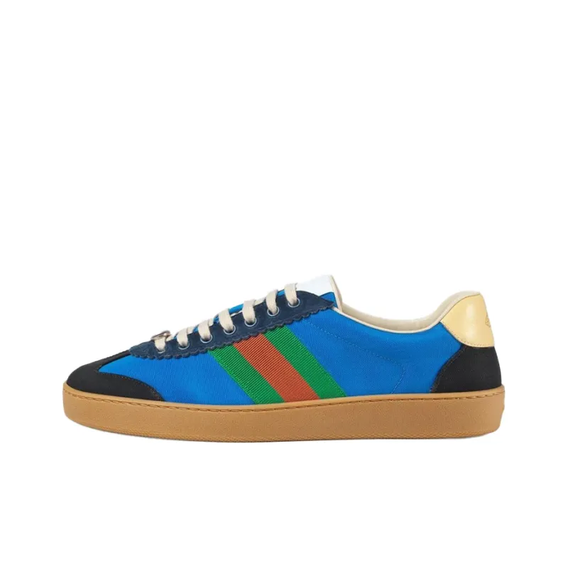 GUCCI G74 Web Low Top Stylish Skateboarding Shoes Women's Blue Green-0