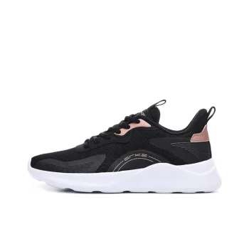 Erke Lightweight And Breathable Low Top Casual Shoes Women's Jet Black Pink Gold