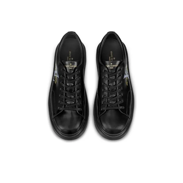 LOUIS VUITTON Beverly Hills Low Top Skateboard Shoes Men's Black-3