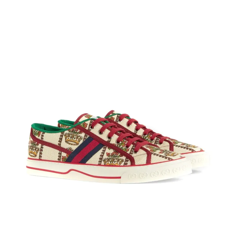 GUCCI Tennis 1977 Low Top Stylish Skateboarding Shoes Men's White Red 100th Anniversary-1