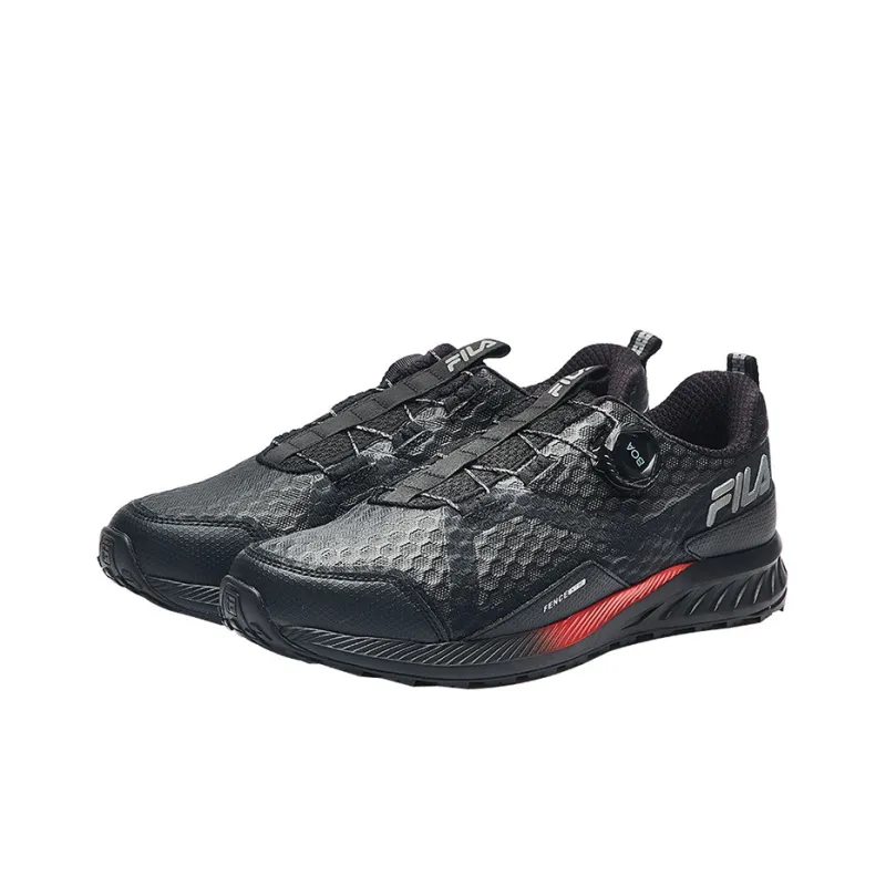 FILA Fence Cushioning Anti-Slip Wear-Resistant Breathability Low-Top Outdoor Shoes Men's Black Red-2