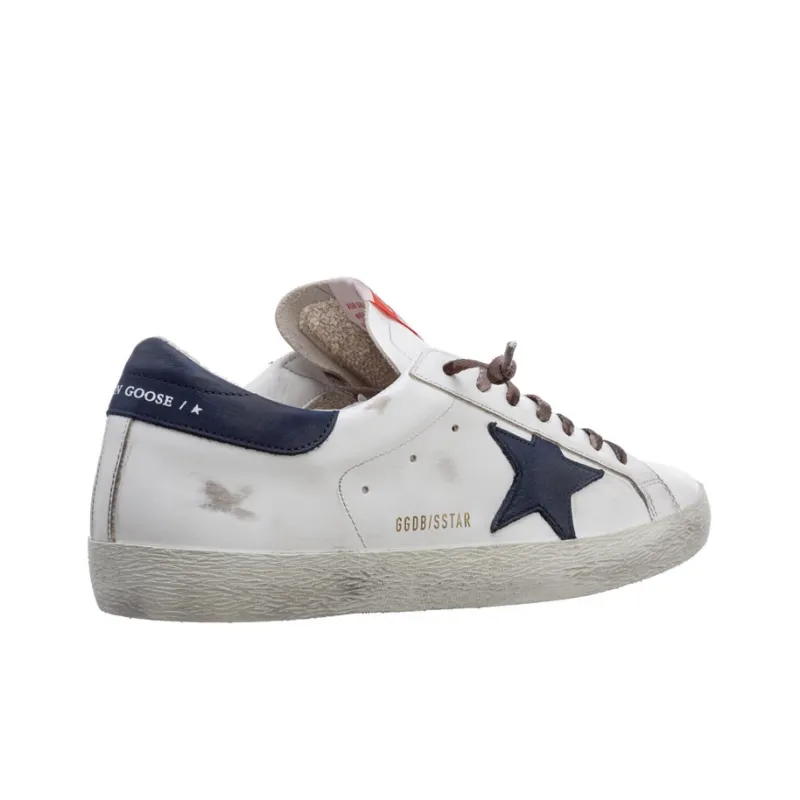 Golden Goose Super Star Low Top Stylish Skateboarding Shoes Men's White Blue Vintage Version-3
