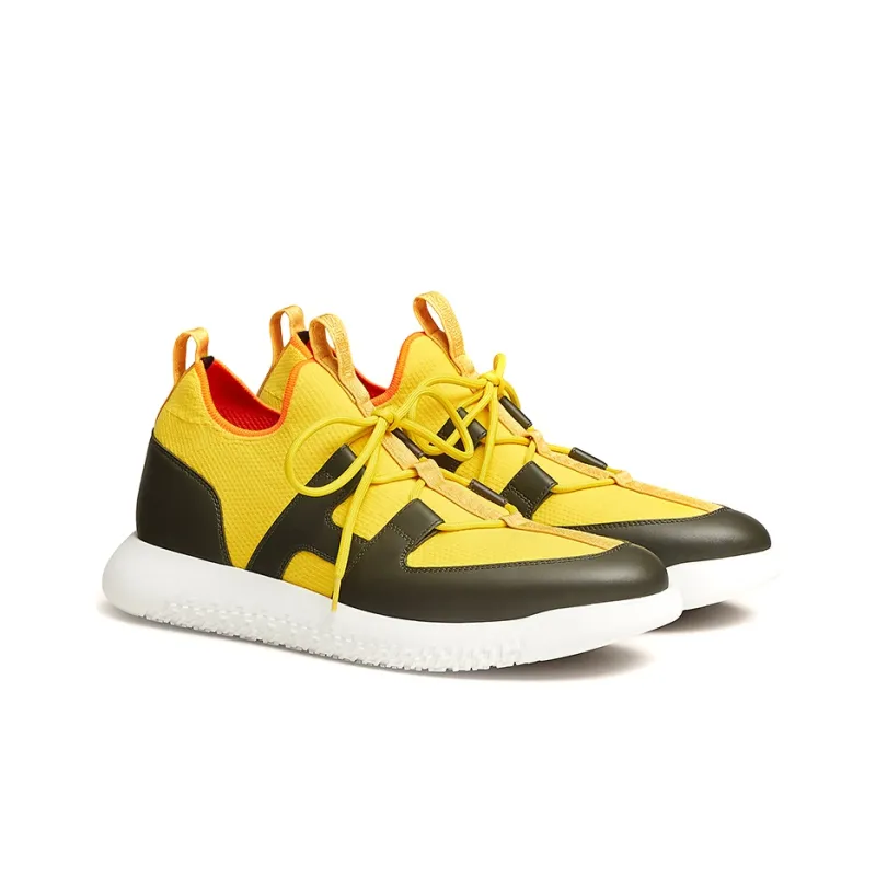 HERMES Duel Low Top Casual Shoes Men's Yellow-2
