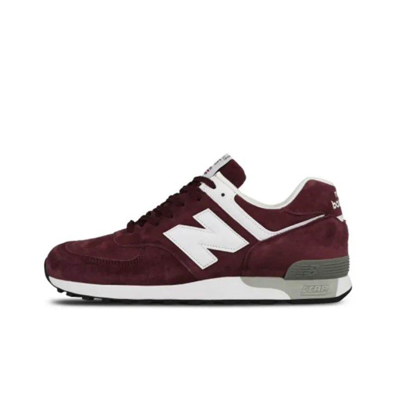 New Balance NB 576 Wear-Resistant Low-Top Marathon Running Shoes Men's Burgundy Made In UK-0