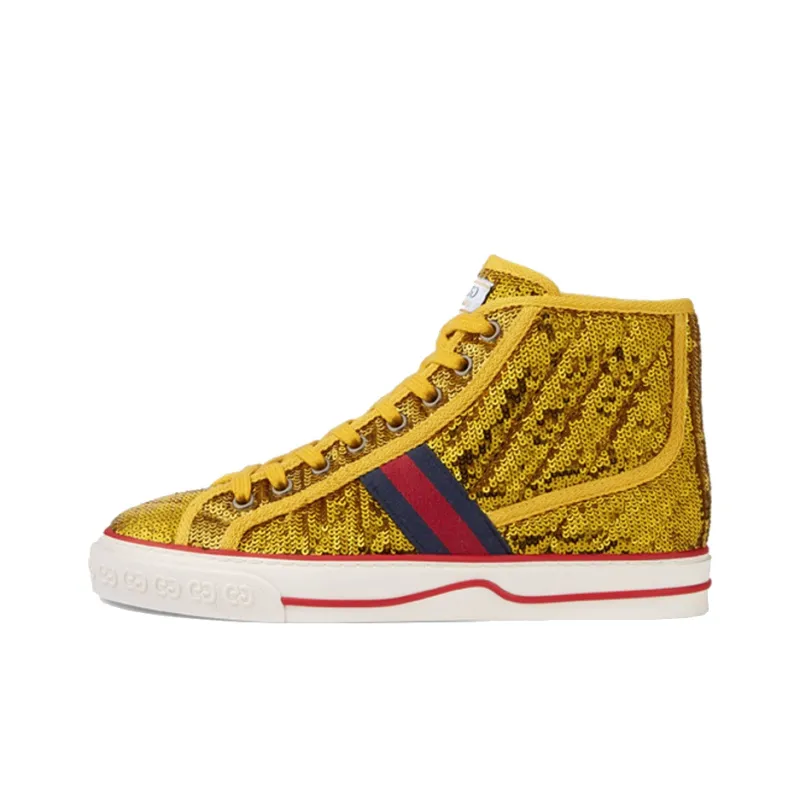 GUCCI Women's Tennis 1977 High 'Sequin Gold' Women's-0