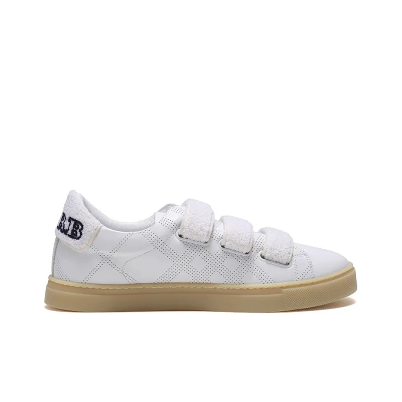 Burberry Bert Velcro Strap Perforated Leather Sneakers 'White'-1