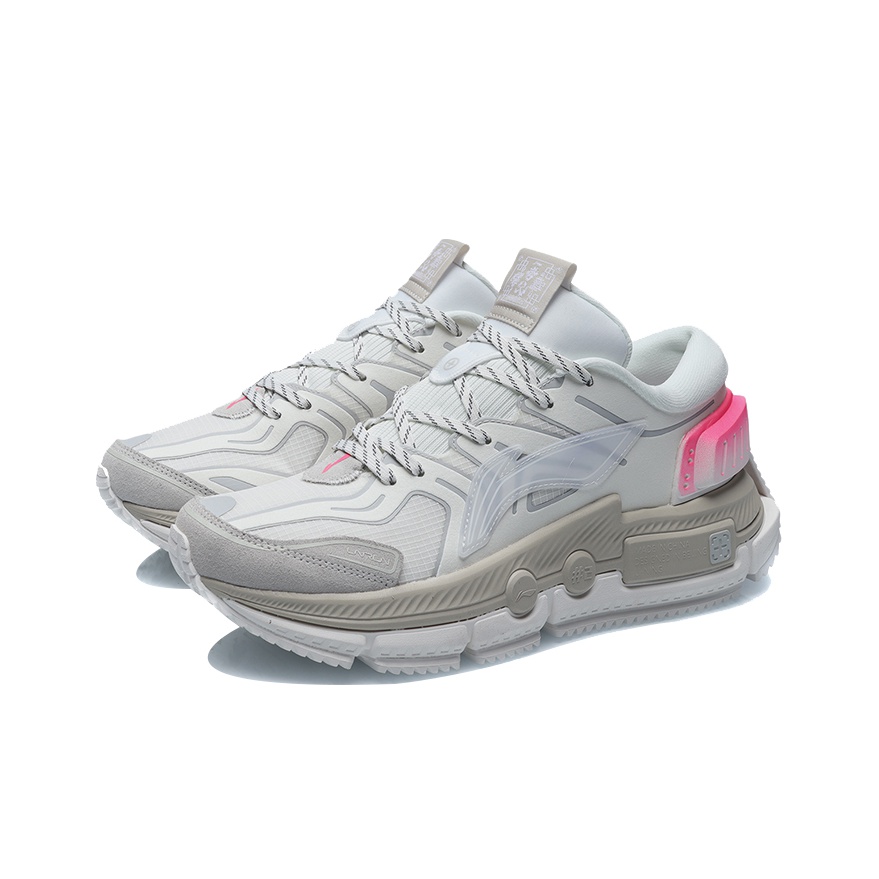 LiNing Kuafu Running Shoes Men Low-Top White Gray/Pink - POIZON
