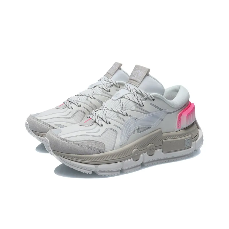 LiNing Kuafu Running Shoes Men Low Top White/Grey/Powder-2