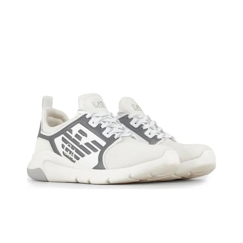 EMPORIO ARMANI Eagle Logo Cushioning, Slip Resistant, Abrasion Resistant, Lightweight Low Top Casual Shoes Unisex White-2