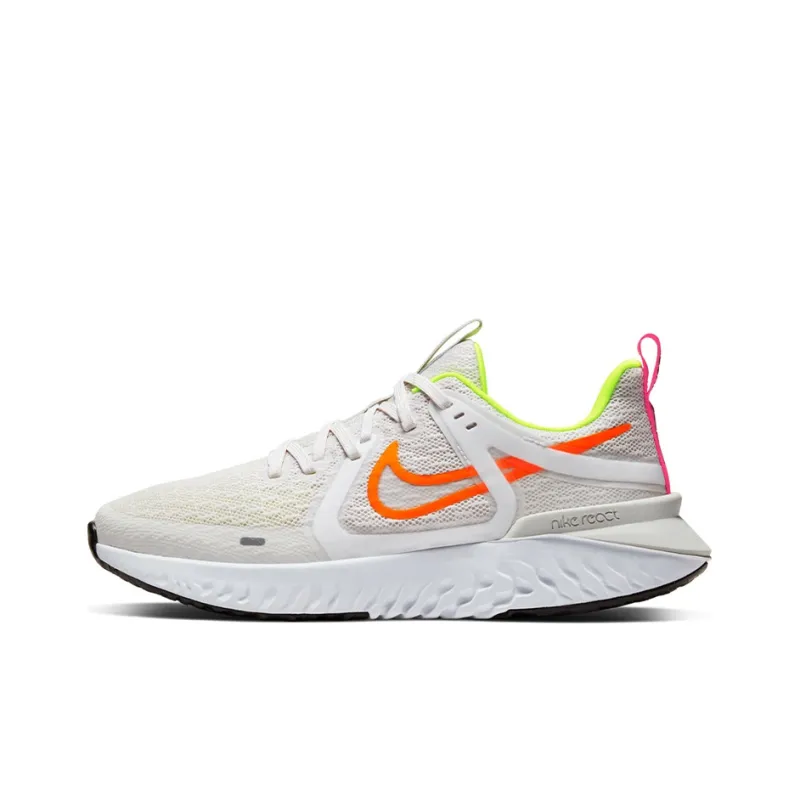Nike Legend React 2 Cushioned Slip Resistant Abrasion Resistant Breathable Low Top Running Shoes Women's Beige Orange-0