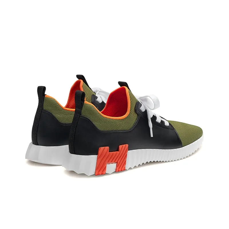 HERMES Depart Anti-Slip Wear-Resistant Breathable Lightweight Low-Top Casual Shoes Men's Green Black-2