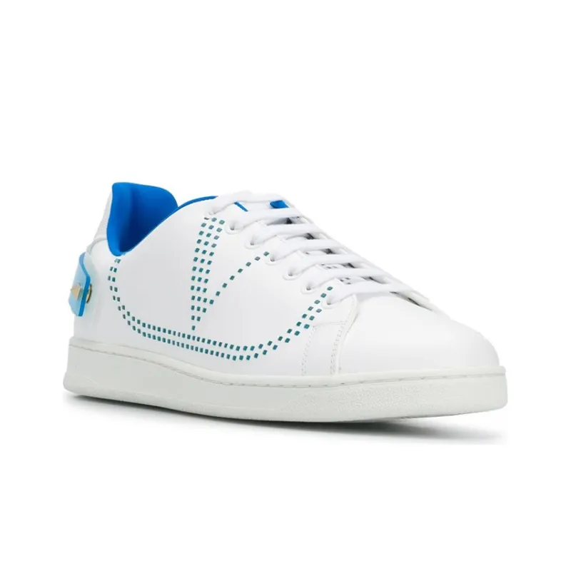 Valentino Backnet Vlogo Low-Top Casual Shoes Men's White Blue-3