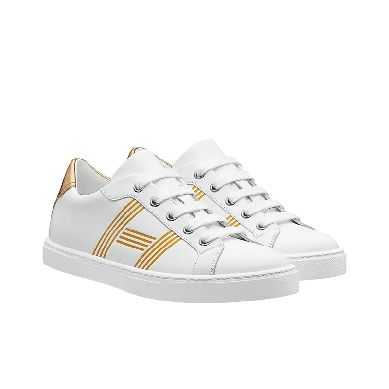 HERMES Avantage Skateboard Shoes Women's Low Top White Gold-2