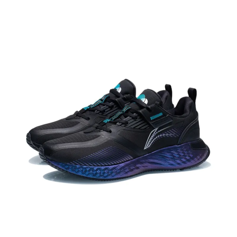 LiNing Cloud Shield Abrasion Resistant Breathable Low Top Running Shoes Men's Black Blue-2