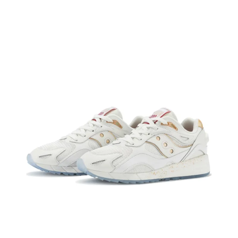 Saucony Shadow 6000 Wear Resistant Low Top Casual Running Shoes Unisex White Gold-2