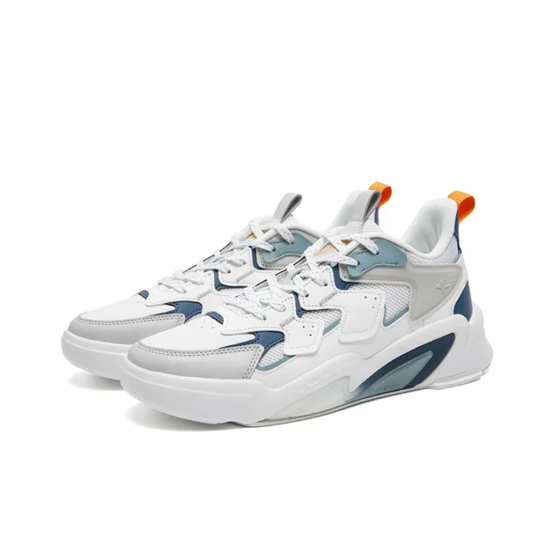 XTEP Fengxing 2.0 Casual Shoes Men Low Top Sail White/Light Heather Gray/Steel Iron Blue-2