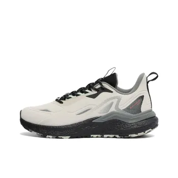 XTEP Cushioning Anti Slip Wear Resistant Breathable Lightweight Rebound Low Top Running Shoes Men's Gray Beige Black