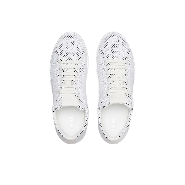 FENDI Low Top Stylish Skateboarding Shoes Men's White-3
