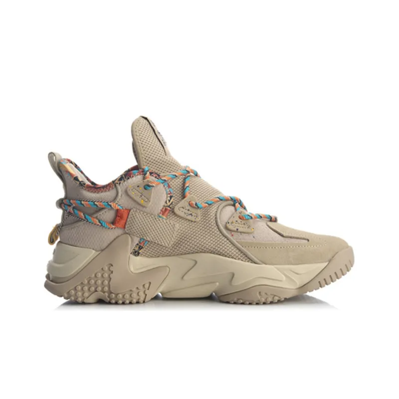 LiNing CF Tracing Anti Slip Wear Resistant Low Top Chunky Sneakers Men's Floating Earth Tone-1