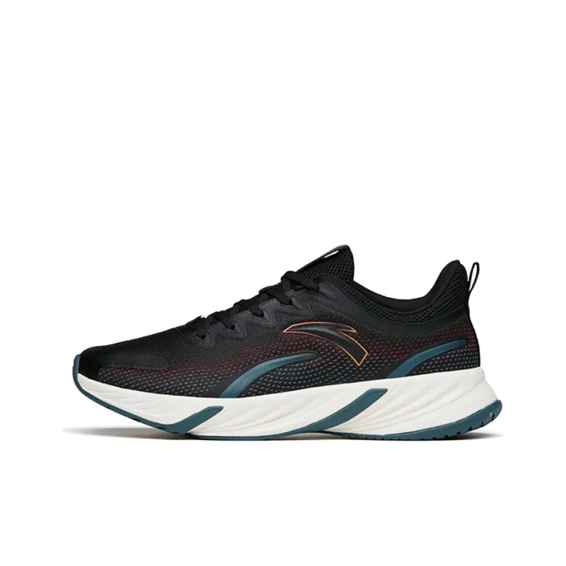 Anta Running Collection Cushioned Slip-Resistant Abrasion-Resistant Low-Top Running Shoes Men's Black White-0