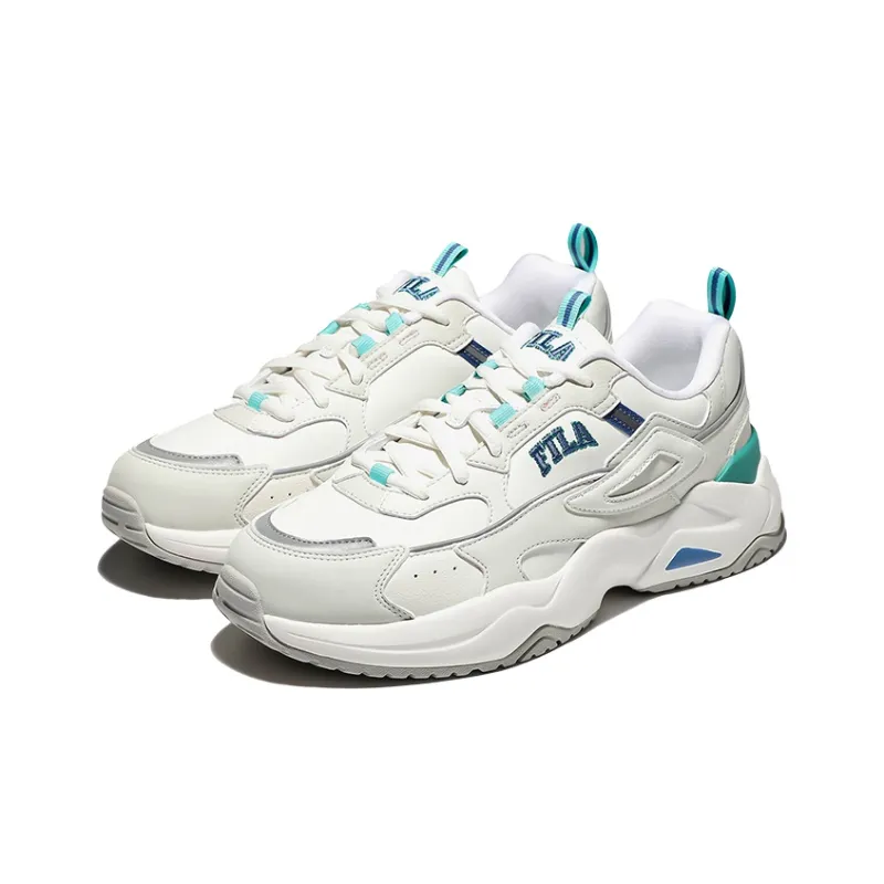 FILA Rayflide Cushioning Anti Slip And Wear Resistant Low Top Casual Shoes Unisex White Blue Green Korean Style-3